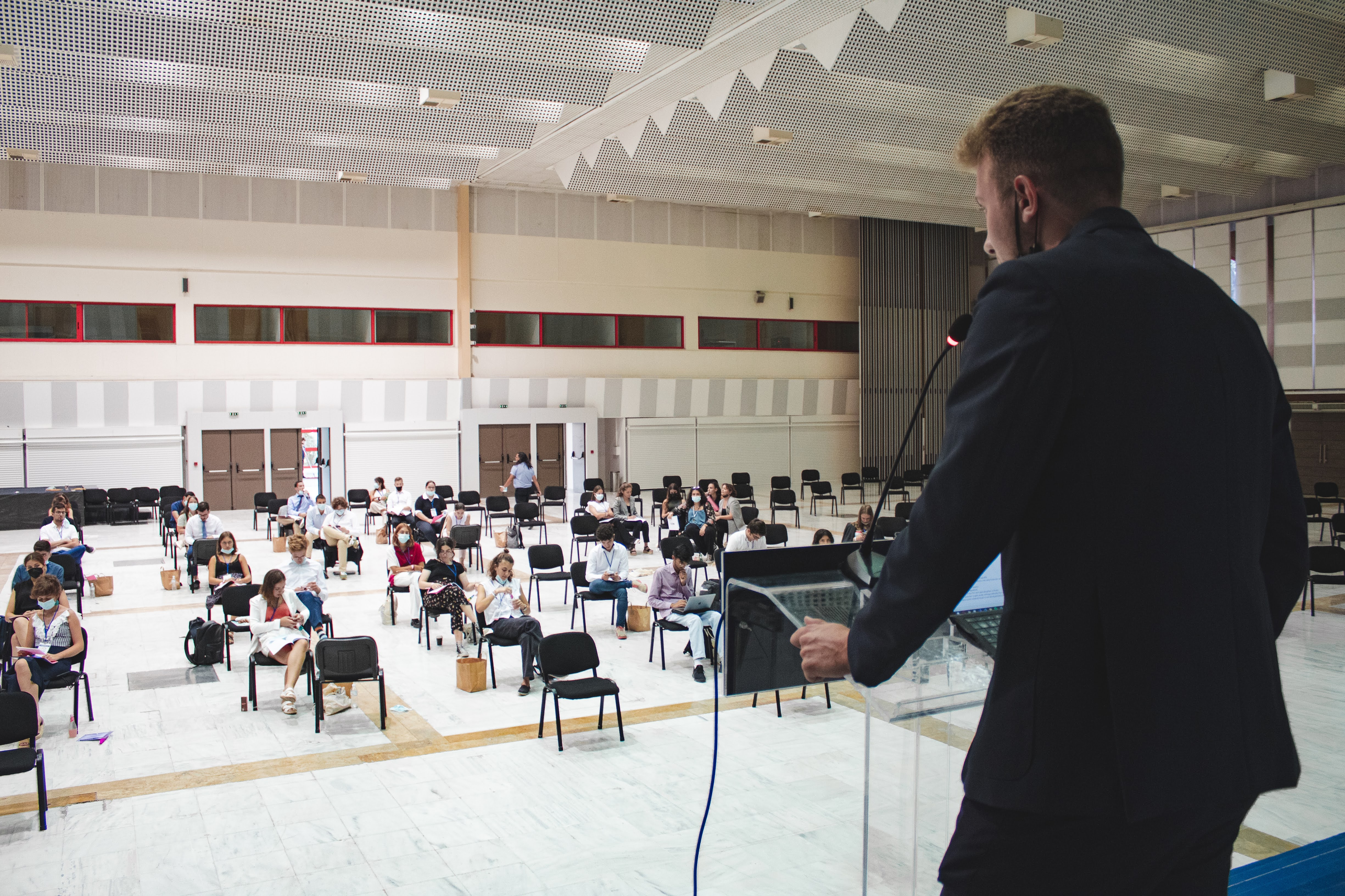 Adrian speaking at European Youth Parliament